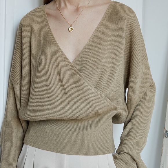 Pixie Market Best Selling Oat Wrap Sweater, size small - Picture 3 of 3